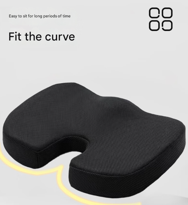 Ergonomic U-Shaped Memory Foam Seat Cushion - Coccyx Relief & Posture Support with Breathable Cover