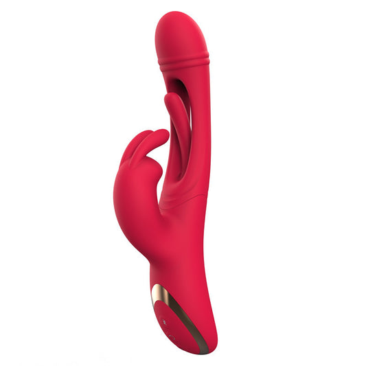 Red Sensual Dual-Action Rabbit Vibrator - G-Spot Massager & Flickering Clitoral Tongue - 12 Intense Modes, USB Rechargeable Silicone