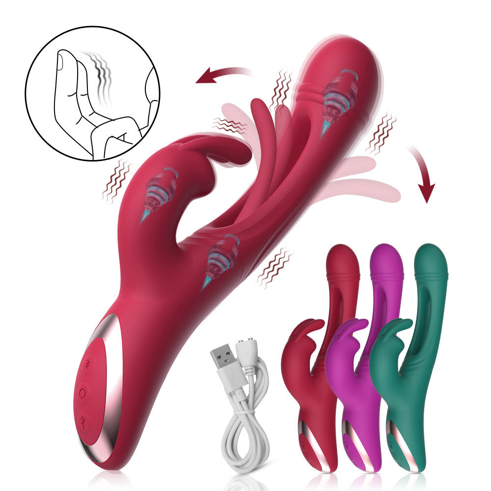 Red Sensual Dual-Action Rabbit Vibrator - G-Spot Massager & Flickering Clitoral Tongue - 12 Intense Modes, USB Rechargeable Silicone