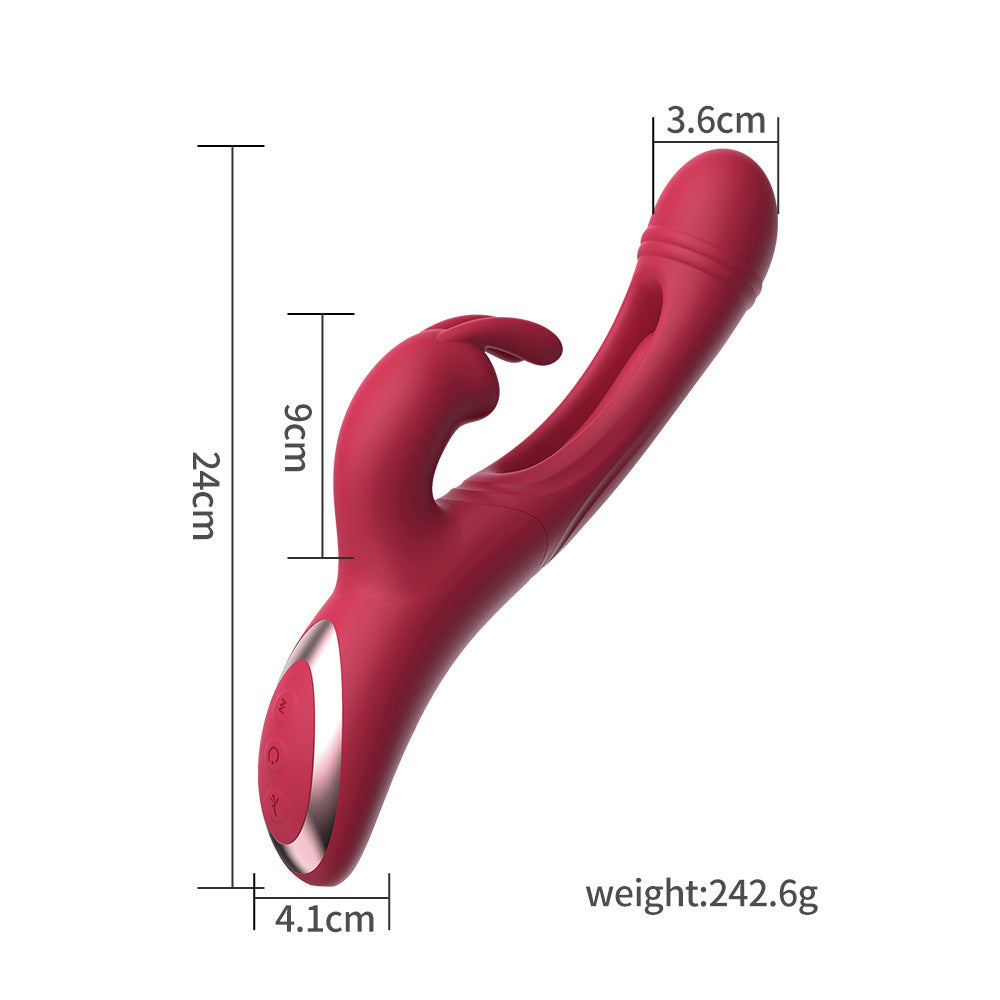 Red Sensual Dual-Action Rabbit Vibrator - G-Spot Massager & Flickering Clitoral Tongue - 12 Intense Modes, USB Rechargeable Silicone