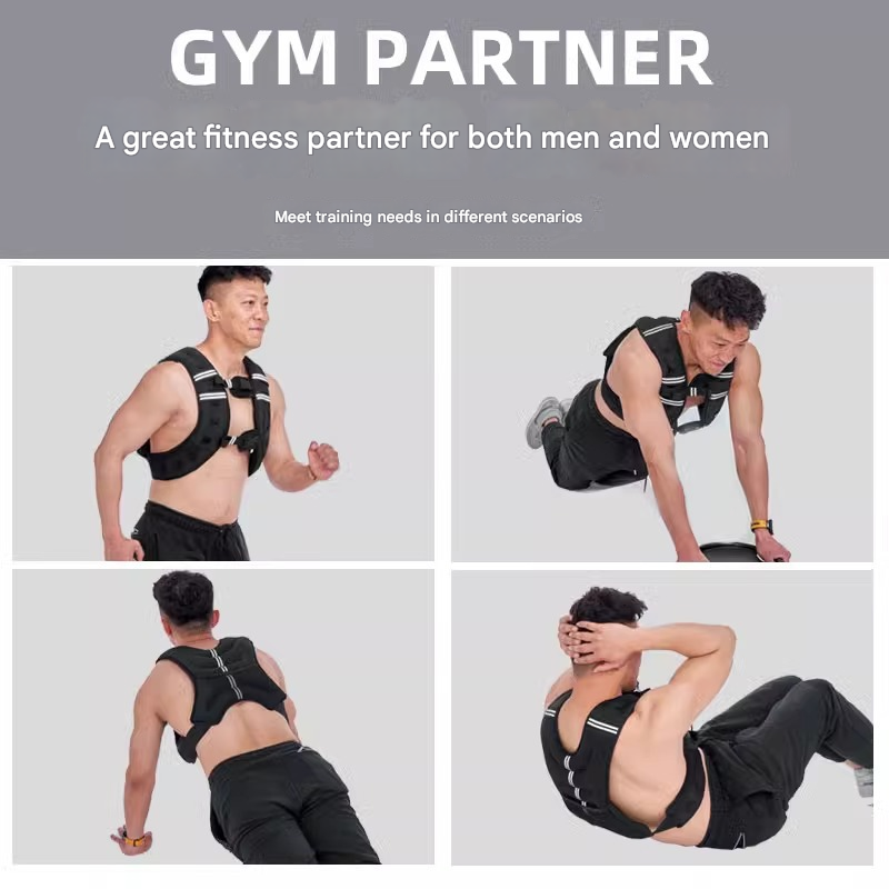 Black Adjustable Weighted Vest 5KG - Reflective for Running & Strength Training