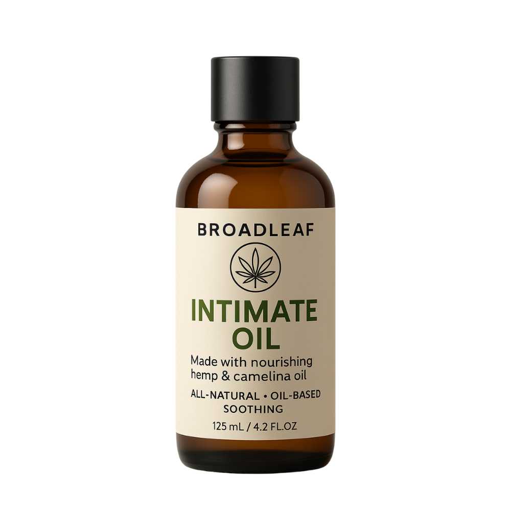 Broadleaf Intimate Oil – Natural Plant-Based Personal Lubricant with Australian Hemp & Camelina Oils – Skin-Safe, Edible & Latex-Free
