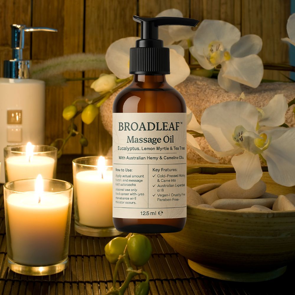 Premium Hemp & Camelina Massage Oil – Natural Australian Botanical Blend with Eucalyptus, Lemon Myrtle & Tea Tree – 100% Vegan, Fast-Absorbing, Non-Greasy