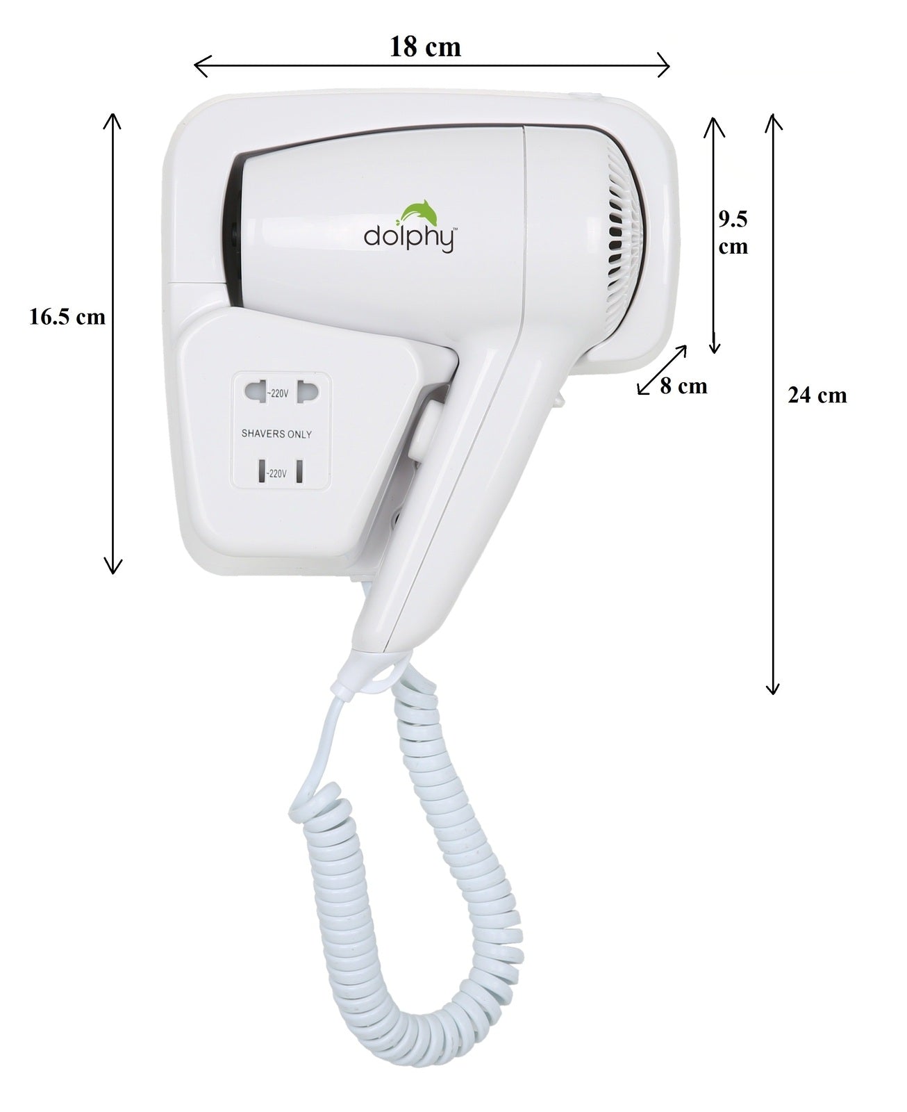 Commercial Wall Mount Hair Dryer 1200W - White