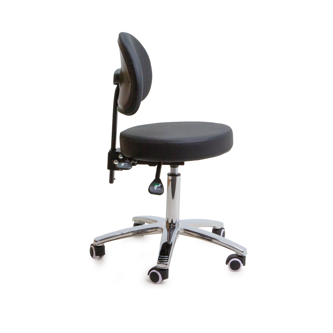Stool With Backrest - Adjustable Round Home & Office Chair, Ergonomic Comfort