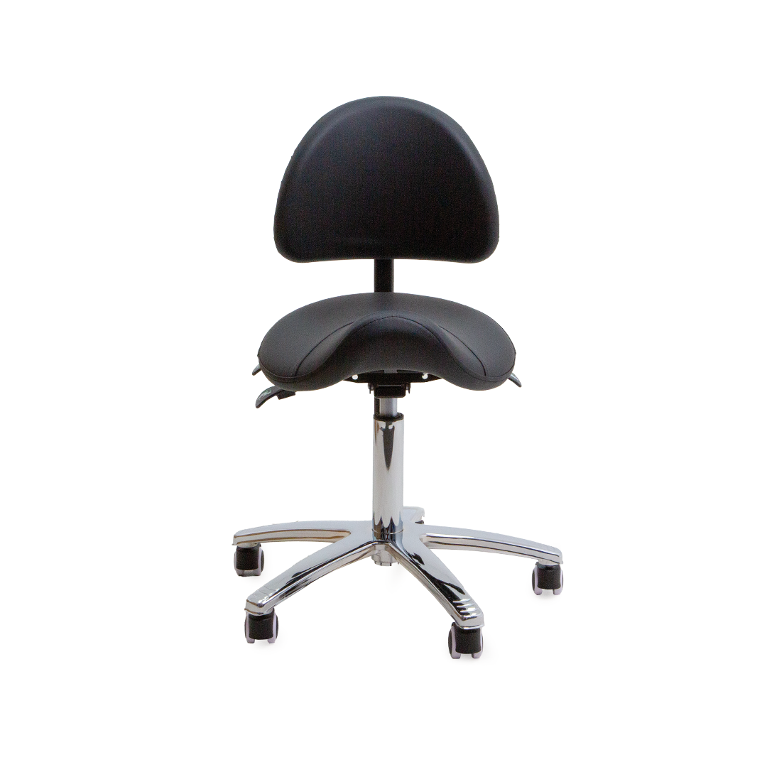 Adjustable Saddle Stool with Backrest | Ergonomic Comfort for Healthcare & Professionals