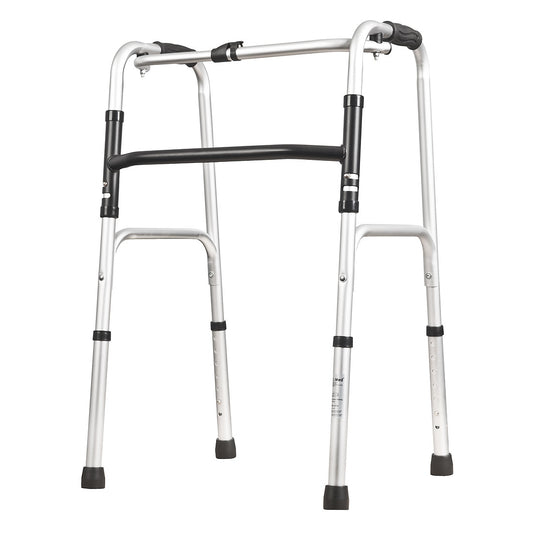 Deluxe Zimmer Folding Walking Frame - Lightweight Aluminium Mobility Aid with Padded Seat and Backrest