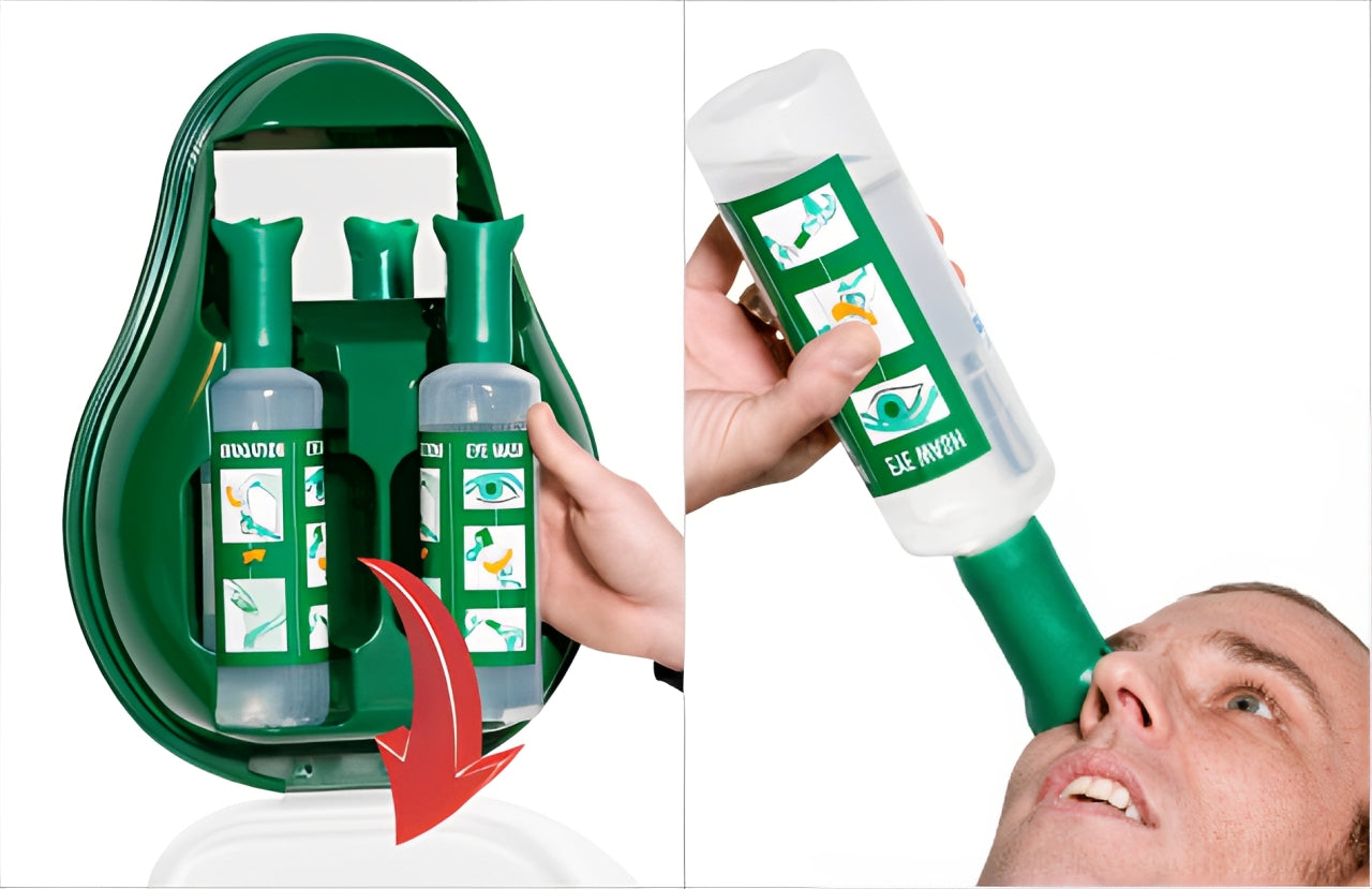Eyewash Station – Portable or Wall Mount with Mirror, Eye Cup & Dust Cover | Emergency Eye & Wound Irrigation