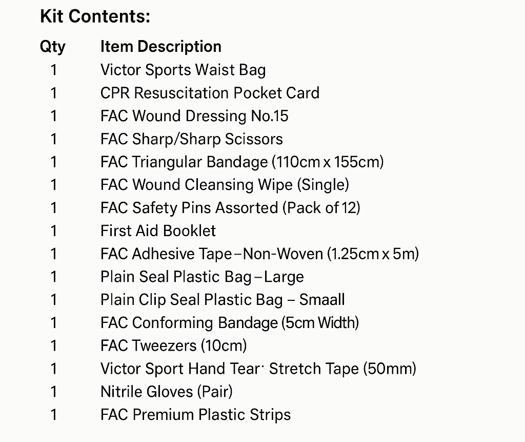 Compact First Aid Kit in Utility Belt (Bum Bag) Portable First Aid Pack for Sports Teams and Schools
