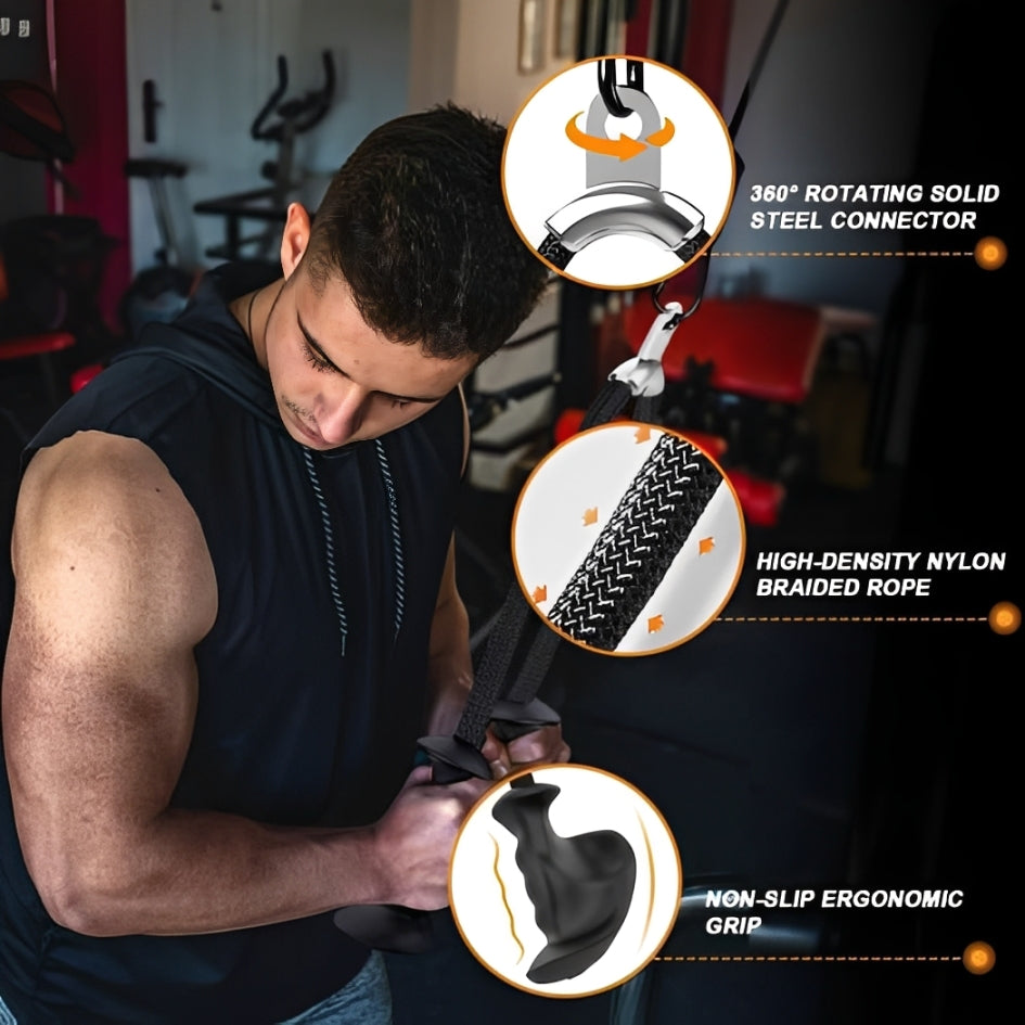 Anti-Slip Tricep Rope Cable Attachment for Gym Workouts & Pulldown Machines