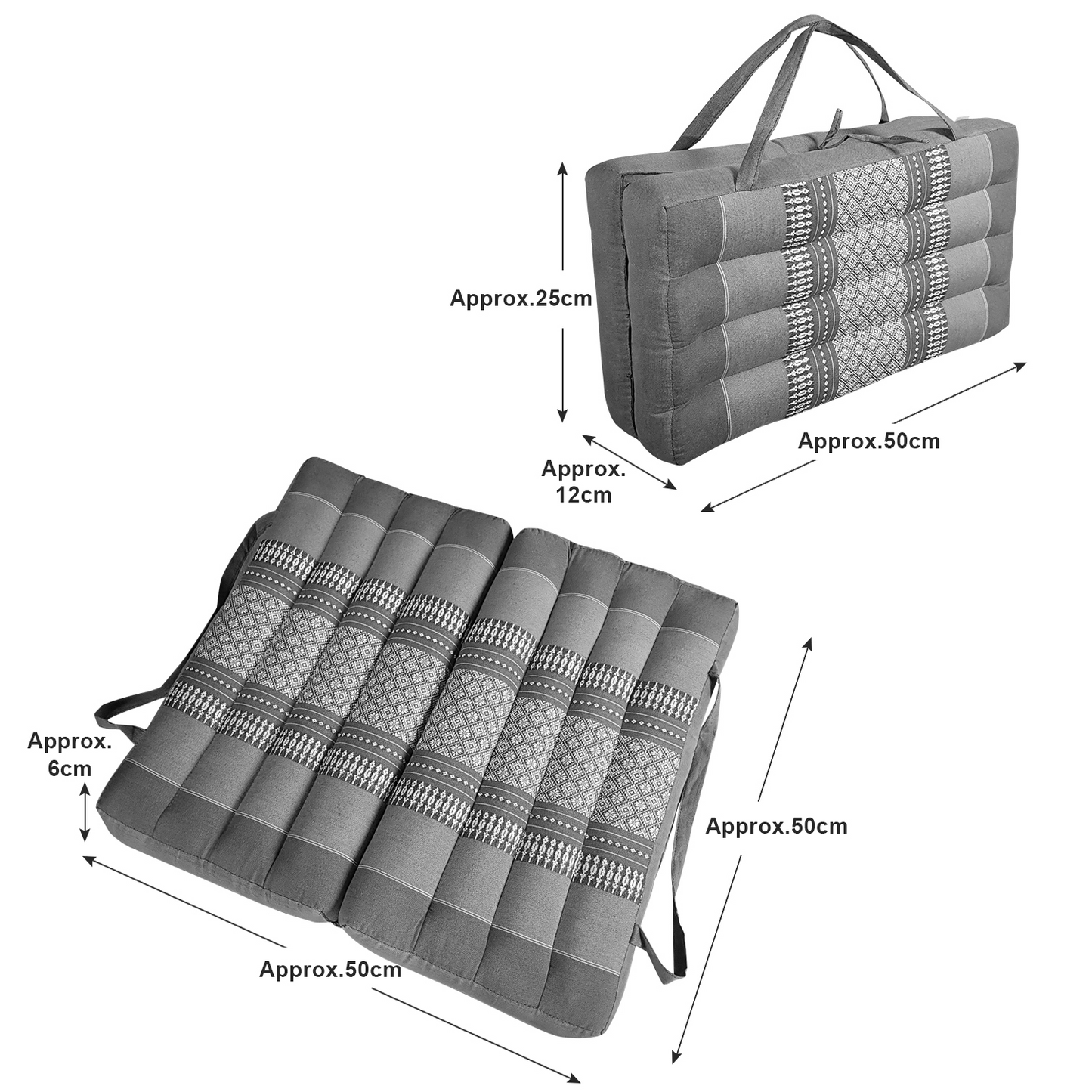 Handmade 2-Fold Meditation Cushion – Thai Kapok Yoga Mat with Portable Handle