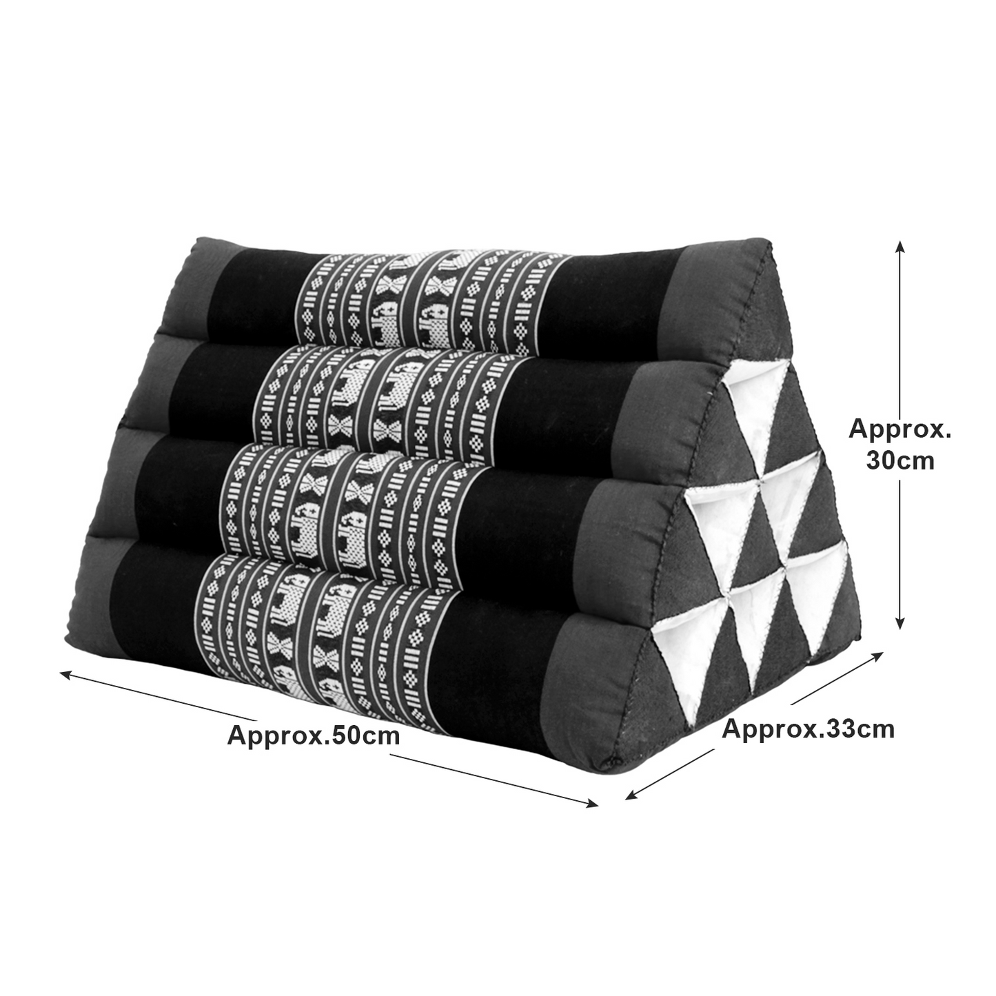 Thai Triangle Backrest Cushion – Handmade with Kapok Fill | Traditional Design | Firm, Allergen-Free Support | 50x32x30cm