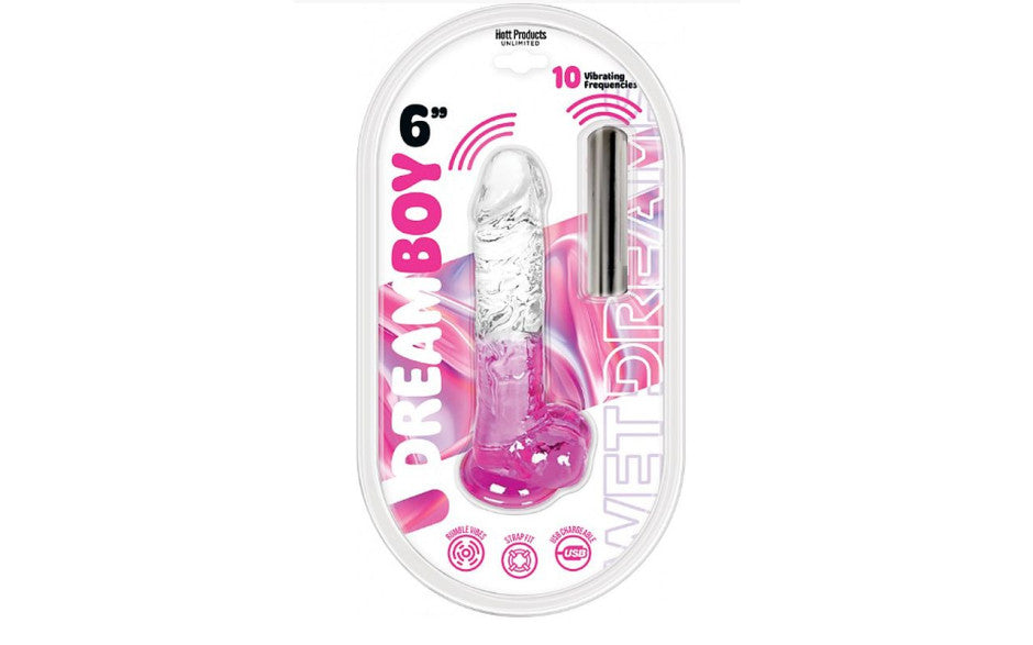 Jelly Vibrator Dream Boy USB 6in Pink
