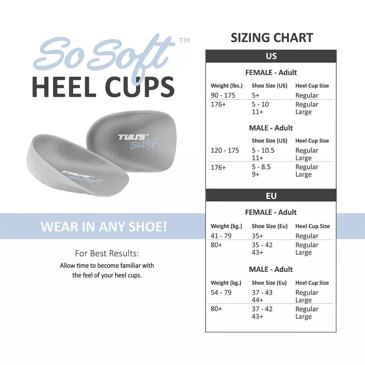 Tuli's So Soft Heel Cups Shock Absorber Heel Pain Relief