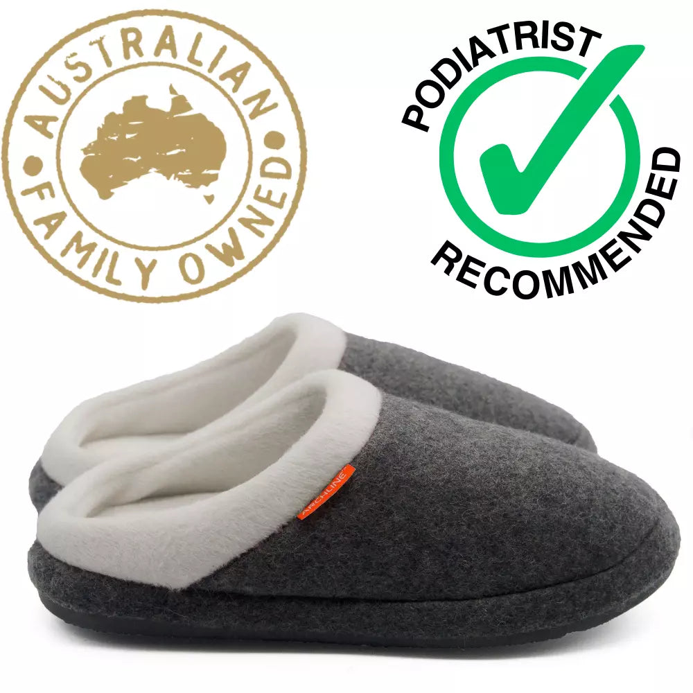 Archline Orthotic Slippers - Slip On Scuffs Grey