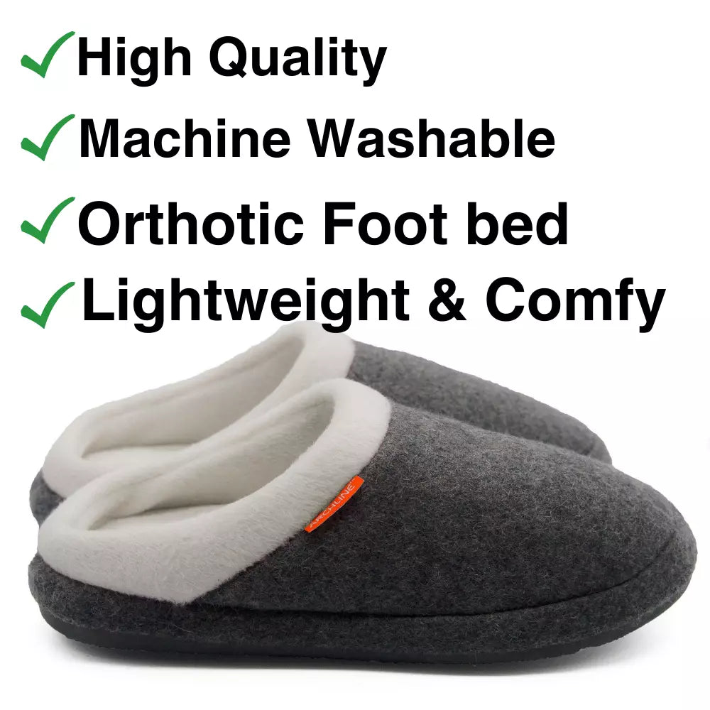 Archline Orthotic Slippers - Slip On Scuffs Black Polkadot