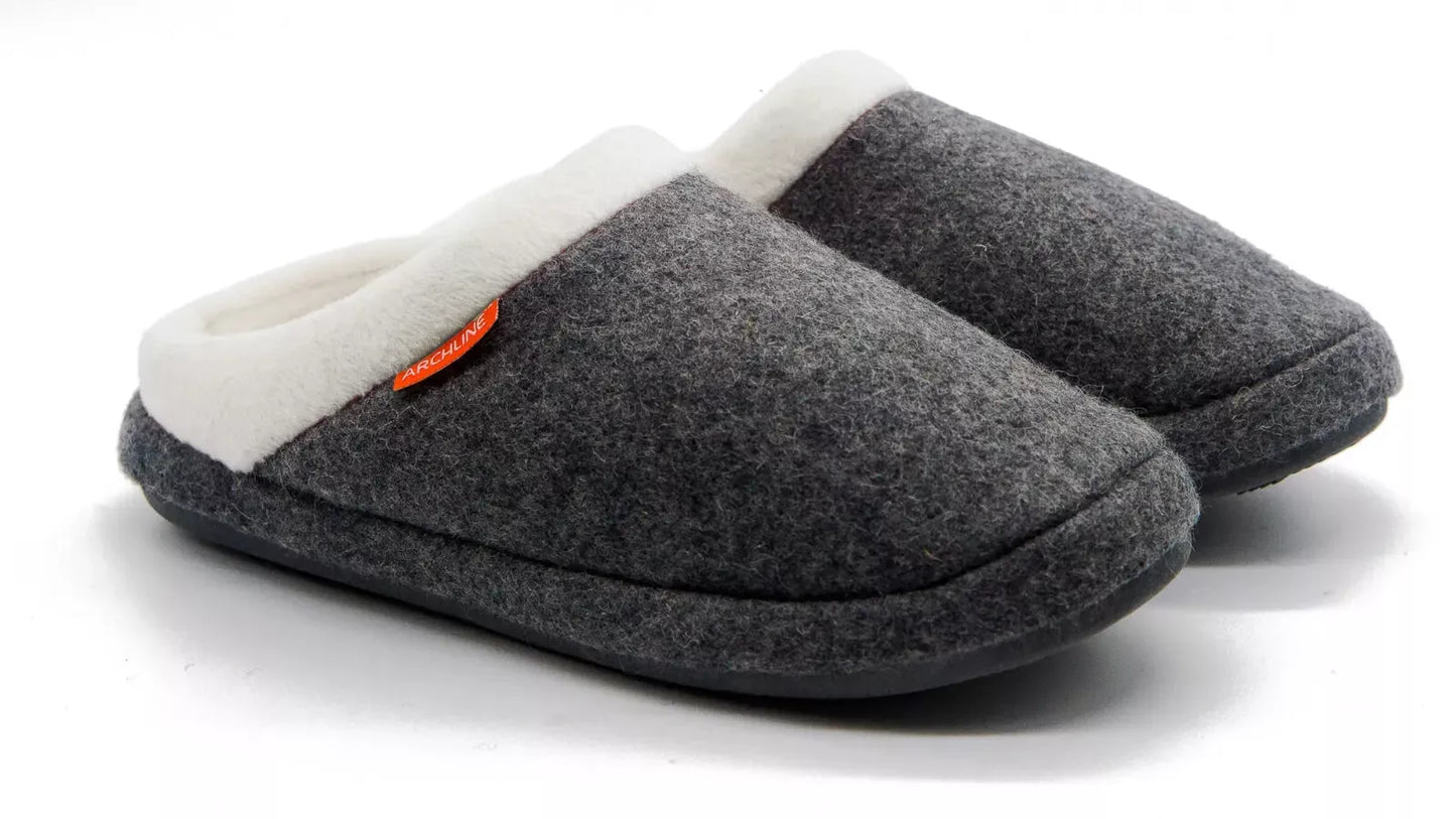 Archline Orthotic Slippers - Slip On Scuffs Grey