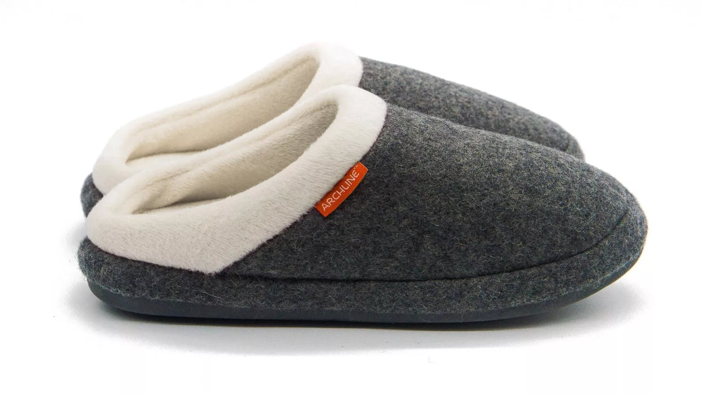 Archline Orthotic Slippers - Slip On Scuffs Grey