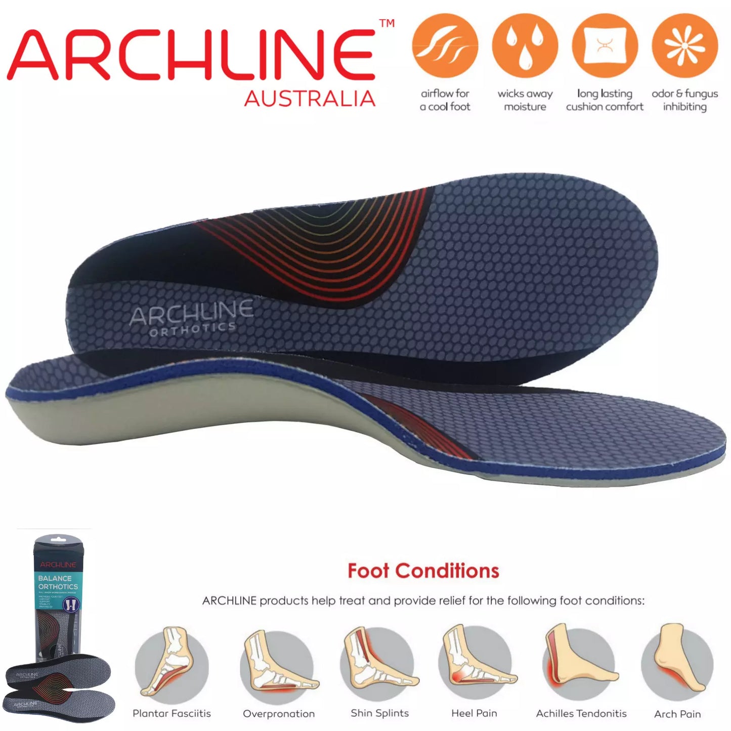 Archline Orthotics Insoles Balance - Full Length