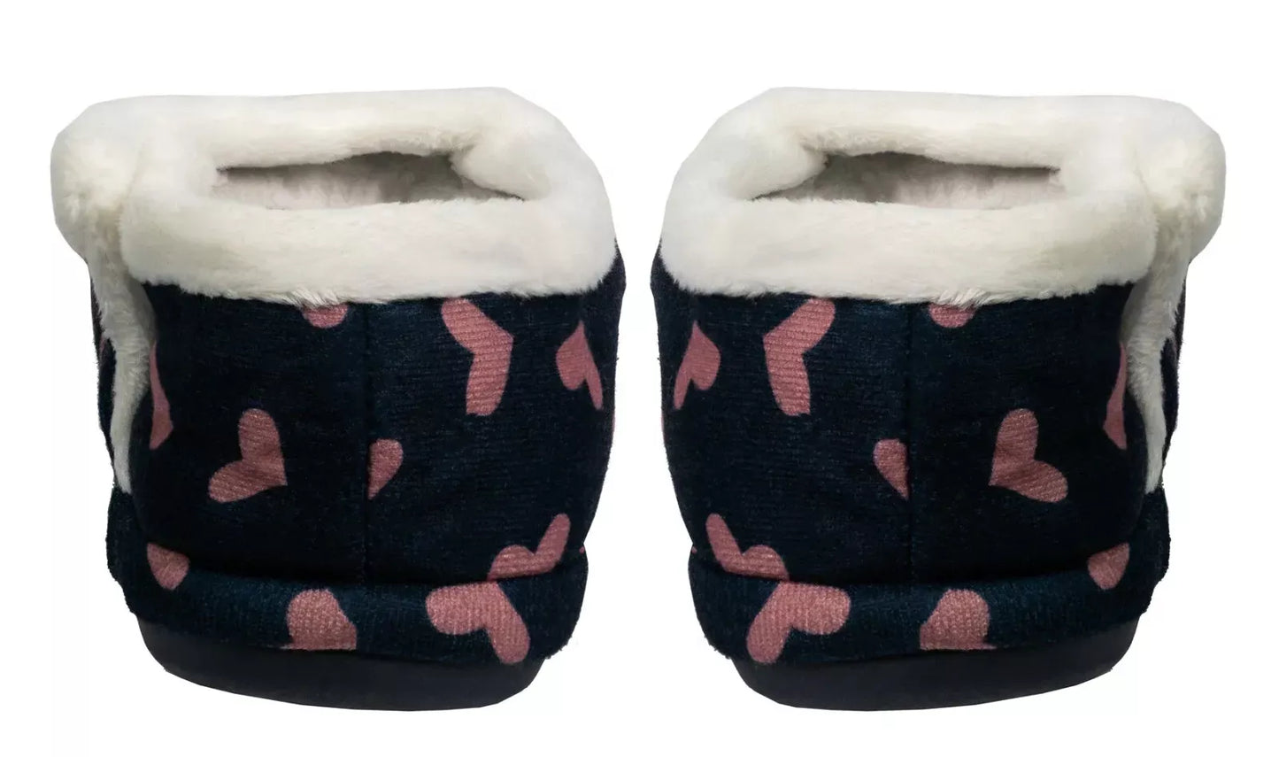 Archline Orthotic Slippers - Closed Navy with Hearts