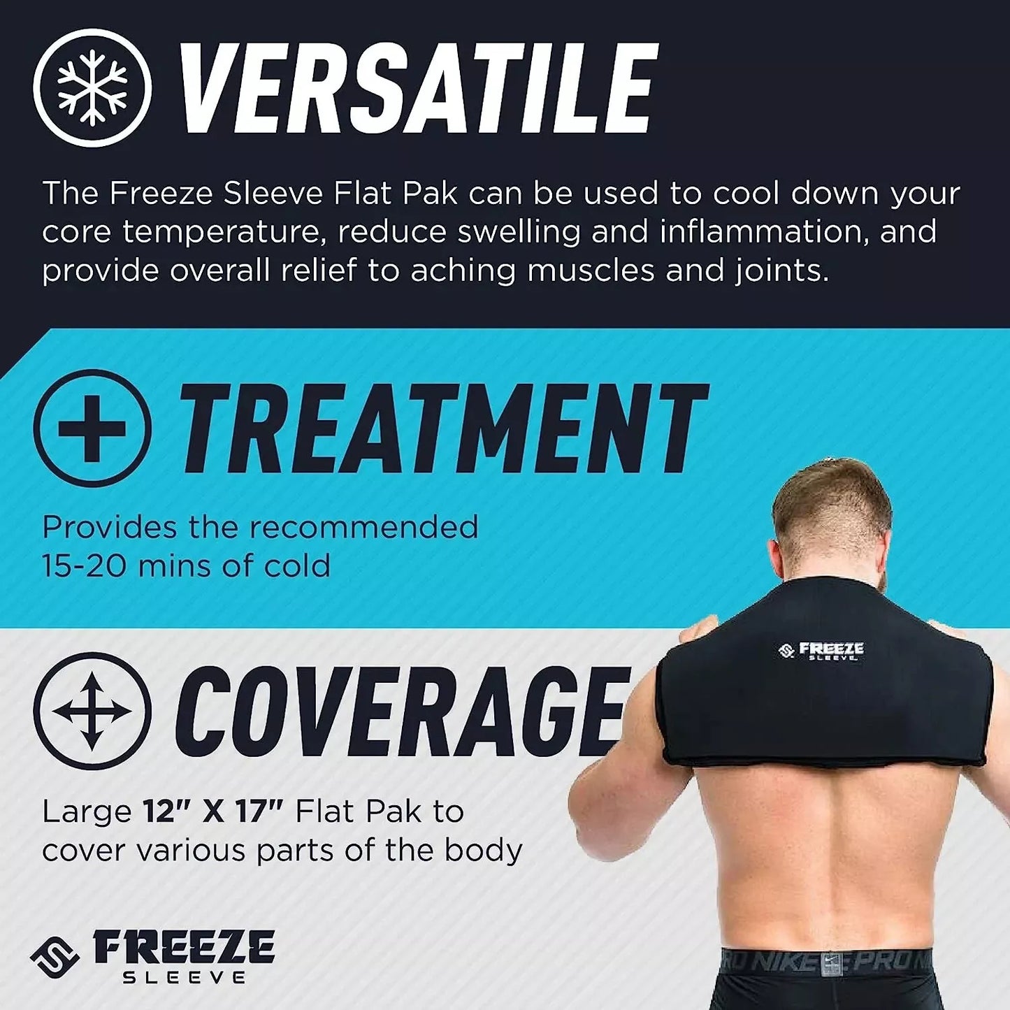 Freeze Sleeve Flat Pack - Hot & Cold Therapy Portable Gel Ice Pack Pain Relief