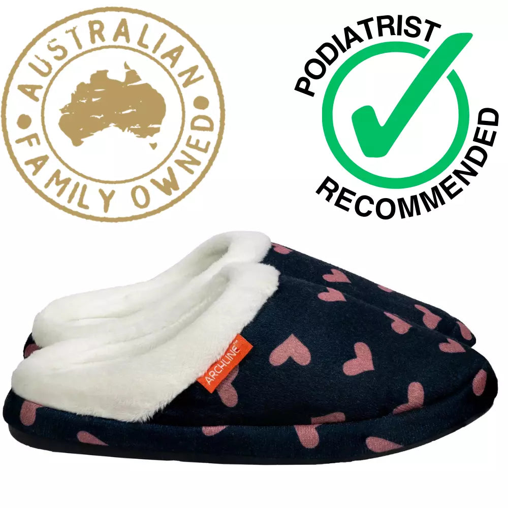 Archline Orthotic Slippers - Slip On Scuffs Heart with Hearts