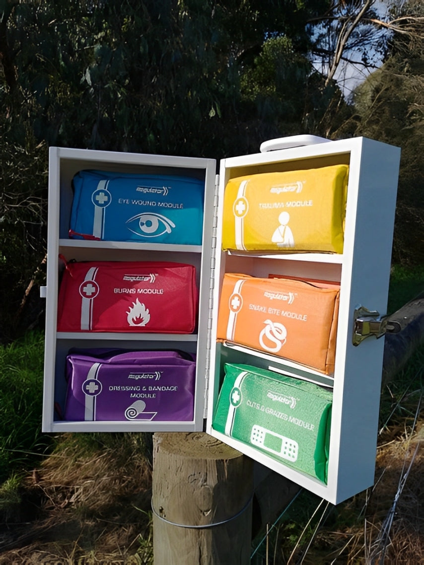 MODULATOR 4 Series Metal Cabinet First Aid Kit – Workplace Plus | 6 Colour-Coded Injury Modules