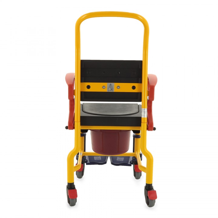 Shower commode chair for children — mobile, height adjustable