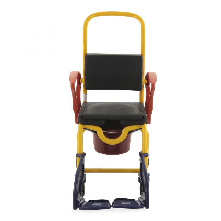 Shower commode chair for children — mobile, height adjustable
