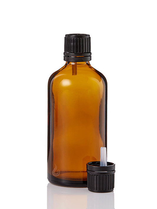 Amber Glass Bottle (100ml) with Black T/E DROPPER Caps