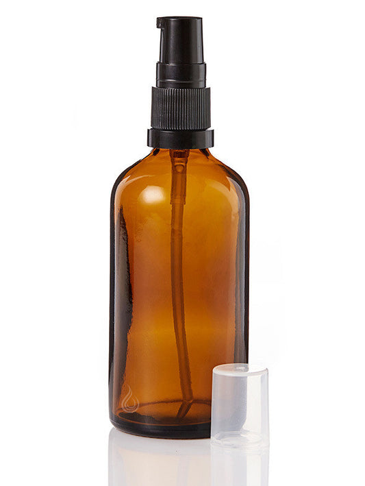 Amber Glass Bottle (100ml) with Black PUMP Caps