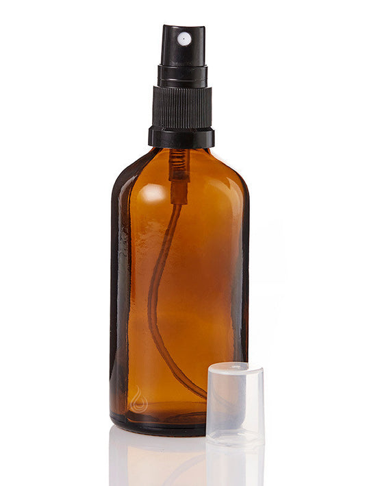 Amber Glass Bottle (100ml) with Black SPRAY Caps