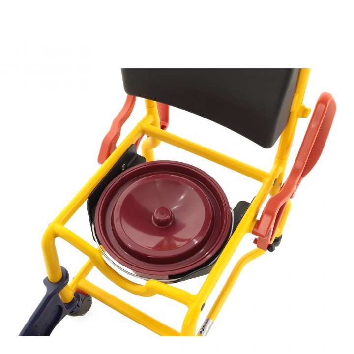 Shower commode chair for children — mobile, height adjustable