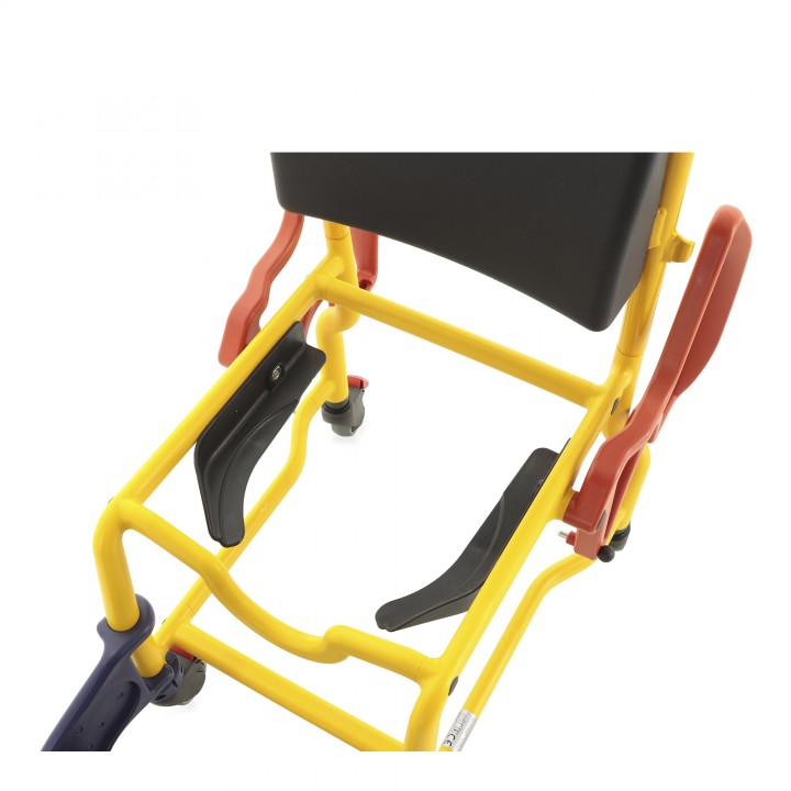 Shower commode chair for children — mobile, height adjustable