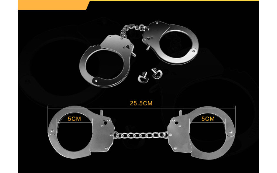 Fetish Pleasure Metal Hand Cuffs Silver