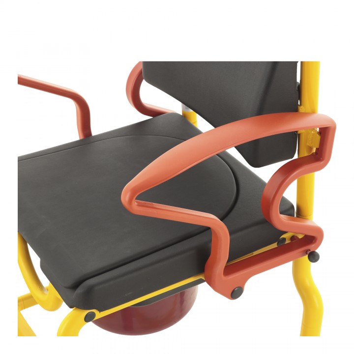 Shower commode chair for children — mobile, height adjustable