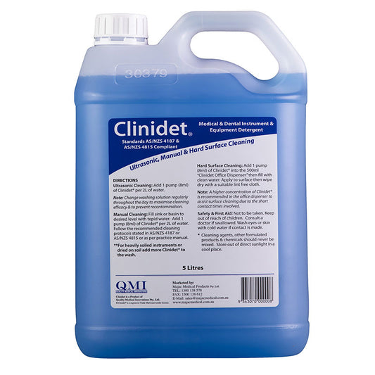 QMI Clinidet Instrument Detergent - AS/NZS 4187 & 4815 Compliant for Medical & Dental Instruments