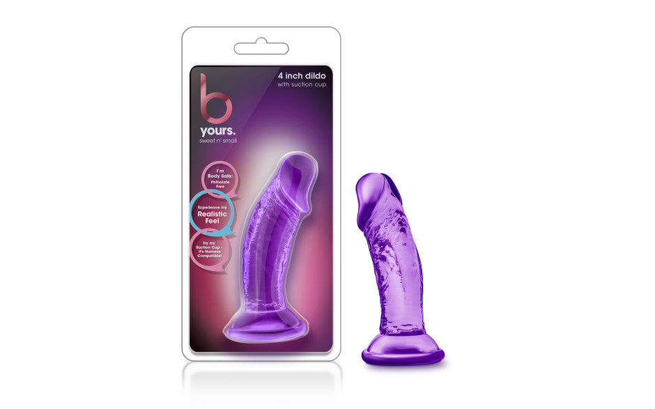 B Yours Sweet N Small  Dildo with Suction Cup 4in Purple