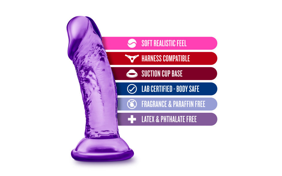 B Yours Sweet N Small  Dildo with Suction Cup 4in Purple