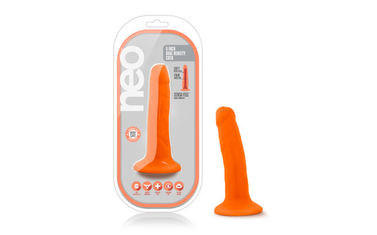 Neo Dual Density Cock 6in Neon Orange
