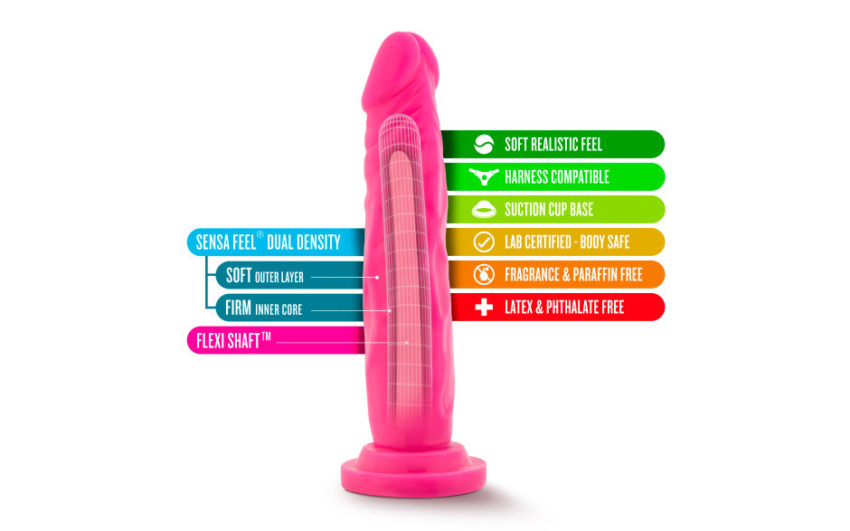 Neo Dual Density Cock 7.5in Neon Pink