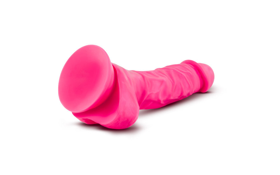 Neo Dual Density Cock With Balls 7in Neon Pink