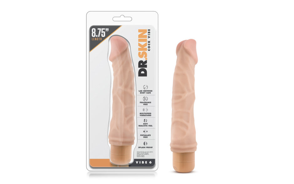 Dr Skin Cock Vibe 6 8.5in Vibrating Cock Beige
