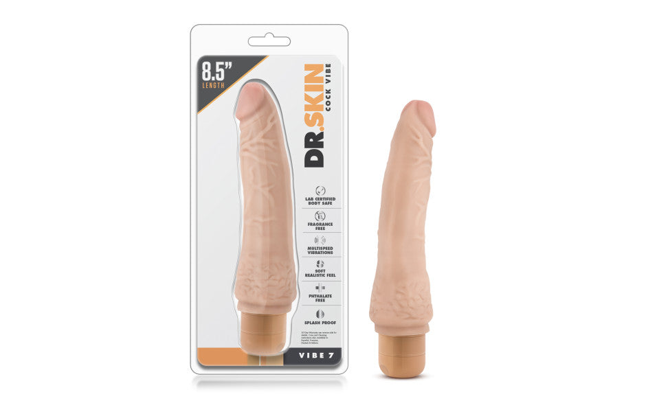 Dr Skin Cock Vibe 7 8.5in Vibrating Cock Beige