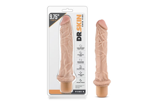 Dr Skin Cock Vibe 8 9.75in Vibrating Cock Beige