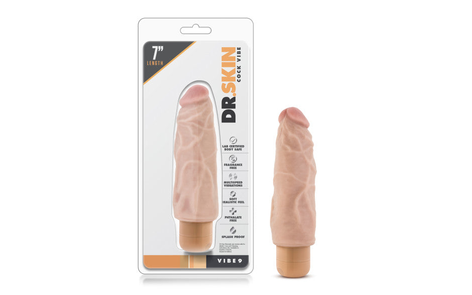 Dr Skin Cock Vibe 9 7.5in Vibrating Cock Beige