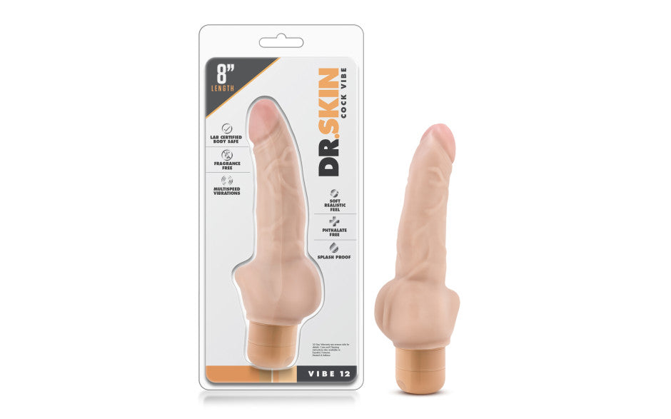 Dr Skin Cock Vibe 12 8in Vibrating Cock Beige