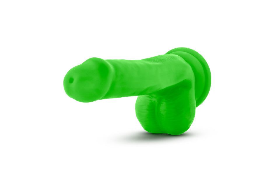 Neo Elite 6in Silicone Dual Density Cock with Balls Neon Green