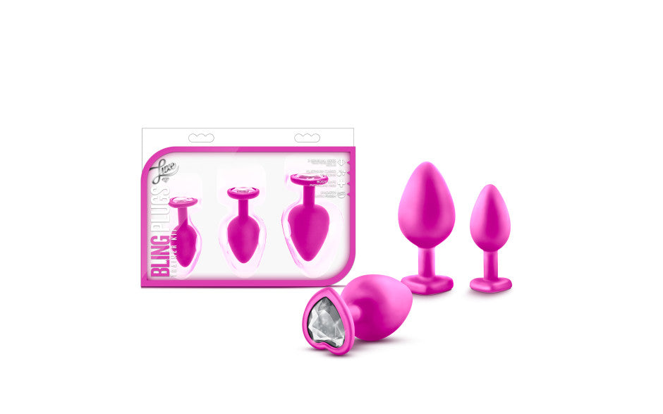Luxe Bling Plugs Training Kit Pink With White Gems