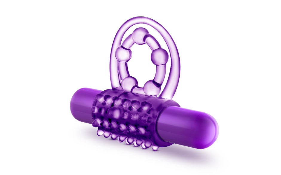 Play With Me The Player Vibrating Double Strap Cock Ring Purple